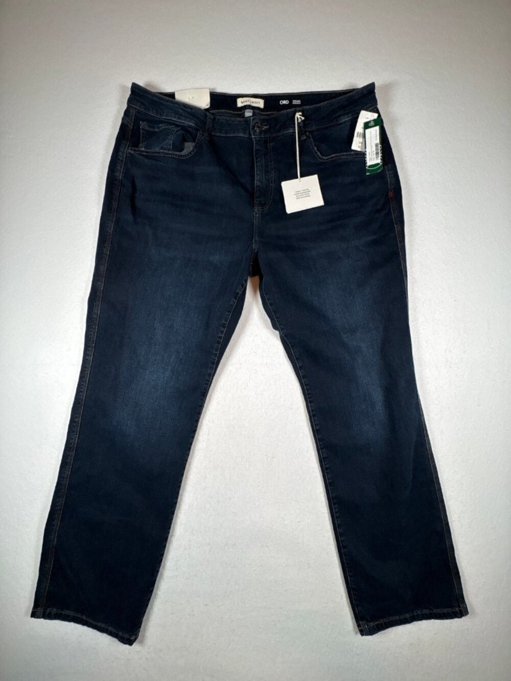 Warp + Weft ORD Chicago Jeans Mens 42x32 Blue Denim Faded Stretch Straight Leg
